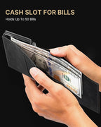 typecase Mens Wallet Card Holder: Pop Up Aluminum Case, Carbon Fiber Leather, Smart, RFID Blocking, Slim, Minimalist, Front Pocket - 9-14 Card Capacity | ID Window | Cash Slot (Plaid)