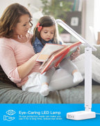 Dorm Room Essentials for Girls, Pink Power Strip with LED Desk Lamp, 3 Outlets 4 USB Ports, 4 Modes 5 Level Touch Lamp Small Desk Lamp for Home Office Bedroom Study Reading Light, 5ft Extension Cord