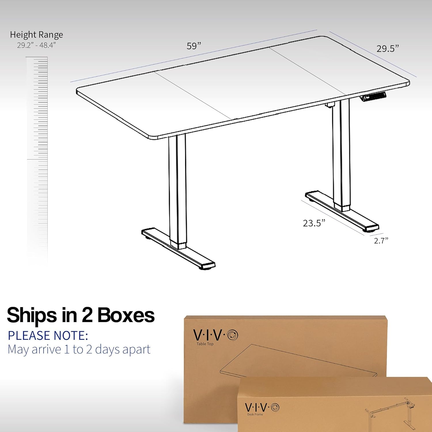 VIVO Electric 60 x 30 in Standing Desk, Memory Height Adjustment, 1B Series, Light Wood Top Gray Frame, DESK-KIT-1G6C-30