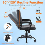 CLATINA Mid Back Leather Office Executive Chair with Lumbar Support and Padded Armrestes Swivel Adjustable Ergonomic Design for Home Computer Desk 2 Pack