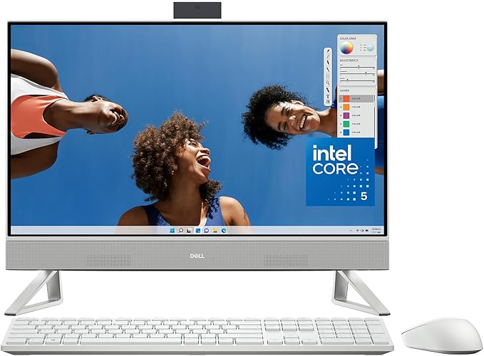 Dell Inspiron 5430 All in One Desktop - 23.8-inch FHD (1920 x 1080) Display, Intel Core 5-120U, 8GB DDR4 RAM, 512GB SSD, Intel Graphics, Windows 11 Home, Onsite & Migrate Service - White