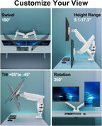 Dual Monitor Desk Mount, 13-32 inch Adjustable Gas Spring Monitor Arm, Computer Display Stand Holder with Clamp and Grommet Base, Fits 4.4 to 22lbs Screens, VESA Mount Bracket, White, Freelift Pro
