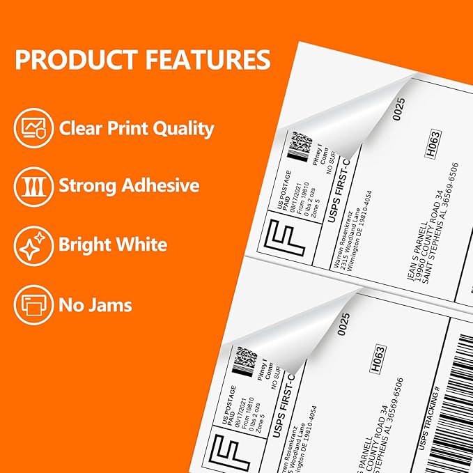 8000 Half Sheet Laser/Ink Jet Shipping Labels Mailing Labels 5-1/2" X 8-1/2"