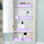 WOWBOX 25 PCS Plastic Drawer Organizer Set, 4 Sizes Desk Drawer Divider Organizers and Storage Bins for Makeup, Jewelry, Gadgets for Kitchen, Bedroom, Bathroom, Office, Purple