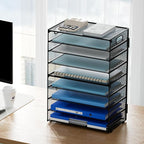 Marbrasse Paper Organizer Letter Tray, 9 Tier Mesh File Organizer with Handle, Paper Sorter Desk Organizer for Home Office Supplies