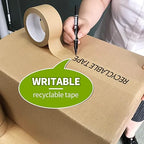 Eco-Friendly Kraft Paper Tape, Biodegradable Kraft Paper Tape, Recyclable Writable Packing Tape, Non-Coated Surface for Masking, Sealing, 2inch x 60yards, 6Rolls
