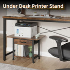 22"x15" Large Printer Stand with Storage Drawer, 2-Tier Under Desk Printer Table for Home Office, Printer Cart fit Fax Machine/3D Printer/Scanner(Brown)