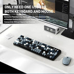 FOPETT 2.4GHz Wireless Keyboard and Mouse Set with Switch Button - Full-Size Keyboard - Compatible for Windows/Laptop/PC/Notebook/Smart TV and More - Grey Colorful