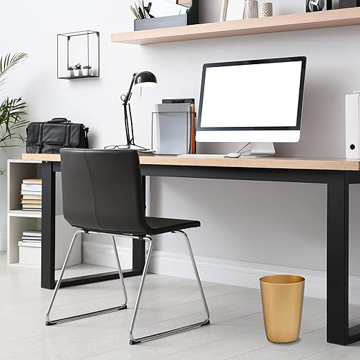 HOLDN’ STORAGE Small Trash Can - 1.58 Gallon Open Top Waste Bin, Compact Waste Can Perfect for Bathroom, Kitchen, Office, Dorm - Durable Garbage Can - Soft Brass