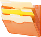 EASEPRES 3 Pocket Mesh Hanging Wall File Organizer, Wall Mounted Mail Paper Document Folder Holder, Clipboard Storage Organization Magazine Rack with Nametag Label for Office Home School, Orange