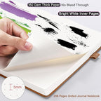 ZXHQ A5 Bullet Dotted Journal Notebook-150gsm Thick Paper, 256 Pages, Dot Grid Hardcover, Tree of Life Design, Fine Inner Pocket - 5.9" × 8.5" Brown