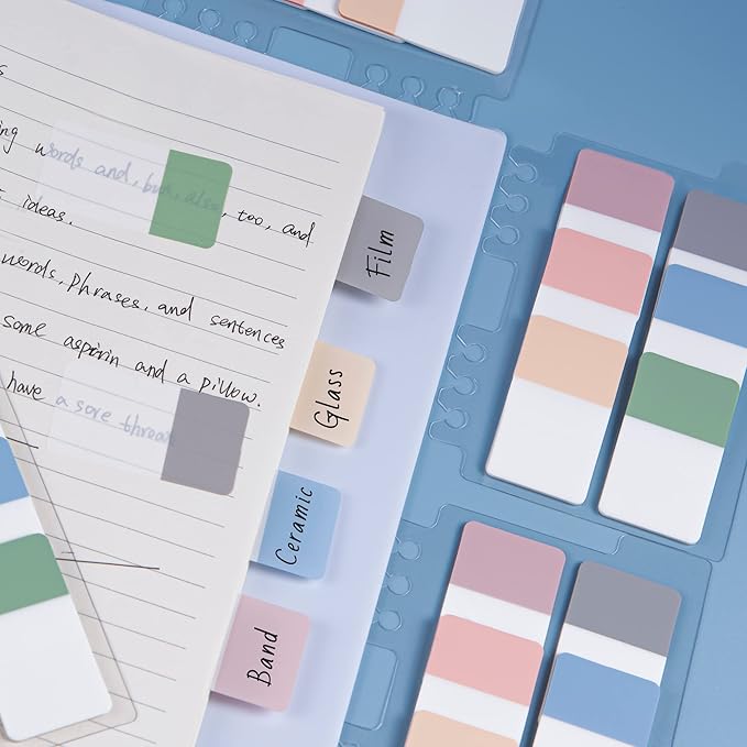 Golcellia 300 Pieces Tabs, Sticky Index Tabs, Sticky Tabs, Repositionable Tabs, Page Markers Sticky Notes, Translucent Writable and Ruler, Reading Notes, Page Tabs