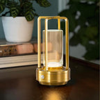 Crystal Table Lamp for Indoor and Outdoor, Rechargeable Cordless Lamp, 3-Colour 4000mAh Dimming Battery Powered Small Desk Lamp, Restaurant/Bedroom/Bar/Coffee Shop/Camping Light/nightlight-Gold