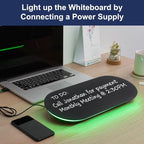 TSJ OFFICE Glass Desktop Whiteboard - 17 X 7 Inches Small Dry Erase Board with Green Light, Black Glass White Board Surface Notepad with 1 Drawer, Desk Organizers for Office, Home, School Supplies