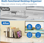 Simple Trending Mesh Desktop File Sorter Organizer, 7 Section Bookshelf For Desk Home Office, Black