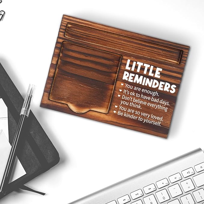 Inspirational Motivational Little Reminders Gifts for Women Men, Positivity Recovery Self Care Encourage Gifts, School Counselor Gifts, Mental Health Gifts, Desk Retro Note Pad Holder VN340