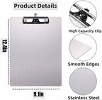 304 Stainless Steel Metal Dry Erase Clipboards with Pen Holder,Double-Sided Anti-Fingerprint White Board,Letter Size(Not to be adsorbed by Magnets)