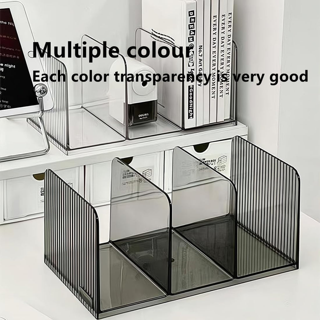 Acrylic Desk File Organizer,Office desktop Folder Mail Organizer,Letter Book record Magazine Holder (gray 2 Pack)