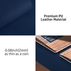 Aothia Leather Desk Pad Protector, Mouse Pad & Office Mat - Non-Slip PU Leather Desk Blotter, Laptop & Writing Pad - Waterproof for Office & Home (Dark Blue, 36" x 17")