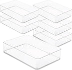 Plastic Clear Drawer Organizers. Bathroom. Kitchen, Bedroom, Utensils, Office Organizer Bins, Storage Trays. Stackable. 9" x 6" x 2" Set of 6