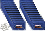 24 Packs 3 Ring Binder Pen Pencil Case Pouch Bulk Set Stationery Bag for School Class Office Blue