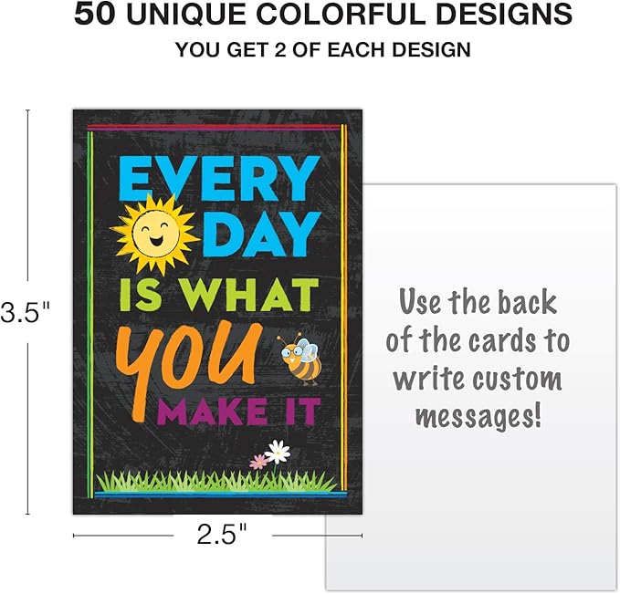 Motivational Cards: 100 Inspirational, Kindness, Motivational and Quote Cards. Business Card Size - 2.5x3.5 inches (Pack of 100)