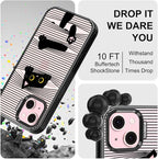 MOSNOVO Case for iPhone 15, [10ft 4X Military-Grade Drop Protection] Durable & Shockproof Phone Case Cover Design for iPhone 15 - Hidden Black Cat - Clear Black