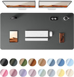 YSAGi Leather Desk Protector, Office Mat, Large Mouse Mat, Non-Slip PU Leather Blotter, Laptop Desk Pad, Waterproof Writing Pad for Office and Home (Dark Grey, 47.2" x 23.6")