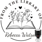 Custom Self-Inking Stamps | Personalized Book Stamp Gift for Book Lovers | 5 Ink Colors (Style08)