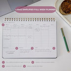 Undated Weekly Planner | 8.25” x 11.75” Work To-Do Notebook | ADHD Academic Organizer | Multi-Layout | Men and Women Planner | College Supplies | Black | Landscape Layout