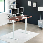 VIVO Electric 60 x 30 in Standing Desk, Memory Height Adjustment, 1B Series, Dark Walnut Top White Frame, DESK-KIT-1W6D-30