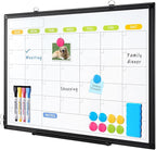 Dry Erase Calendar Whiteboard for Wall, WALGLASS 36" x 24" Magnetic White Board, Monthly Dry Erase Calendar with Silver Aluminum Frame, Double-Sided Hanging Portable Board for Office, Home, School