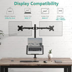 WALI Dual Monitor Stand, Laptop and Monitor Stand for 2 Screen 1 Laptop Notebook, Extra Tall Desk Mount for Monitor up to 27 inch, Notebook up to 17 inch (M002XLLP), Black