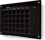 J&J worldwide Magnetic Whiteboard Calendar, 47 x 35 Black Glass Wall Calendar Dry Erase Board Monthly Planner for Home, School, Office, Frameless, with Markers, Marker Tray, Eraser, Magnets