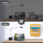 EASEPRES 5 Pocket Mesh Hanging Wall File Organizer, Wall Mounted Mail Paper Document Folder Holder, Clipboard Storage Organization Magazine Rack with Nametag Label for Office Home School, Yellow