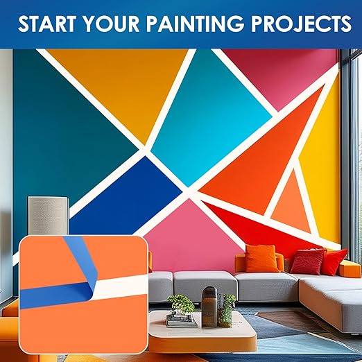 48 Rolls Blue Painters Tape Bulk 1 Inch, Paint Tape 0.94In× 55 Yards, Upgrade Masking Painter's Tape for Walls Painting Car Crafts Home UV Resistant, Total 2640 Yards