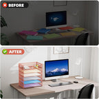 Marbrasse 6 Tier Paper Organizer Letter Tray - Mesh Desk File Organizer with Handle, Paper Sorter Organizer for Letter/A4 Office File Folder Holder - Rose Gold