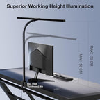 deeloop 80cm Ultra-Long LED Desk Lamps,24W Bright Architect Desk Lamp for Home Office, Infinite Dimming Office Light with Memory Function, Tall Desk Light with Clamp for Reading Working Monitor