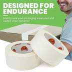 48Rolls Eco-Friendly Kraft Paper Tape 2Inch x 55Yard, White Paper Packing Tape, Biodegradable Recyclable Packaging Tape Self Adhesive Box Tape for Shipping, Sealing, Moving