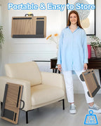 Laptop Lap Desk, Portable Large Laptop Desk for Bed, Up to 17 in Lap Table with Wrist Rest, Mouse Pad, Tablet Phone Slot, Portable Handle, Cushion (Dark Brown Woodgrain)