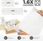 Honeycomb Packing Paper, 12"x50' White | Perforated Honeycomb Packing Paper Recyclable Moving Supplies for Shipping & Moving | Plastic-Free Alternative to Bubble Cushion Wrap with 36 Fragile Stickers