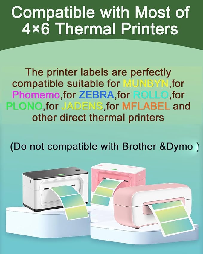 2.25 x 1.25 Thermal Labels, Self-Adhesive Address Shipping Barcode Thermal Stickers,Thermal Printer Labels Compatible with Rollo & Zebra & MUNBYN, 800 Labels for Printer, Gradient Green