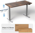 VIVO Electric 55 x 28 in Standing Desk, Memory Height Adjustment, 1B Series, One-Piece Rustic Vintage Brown Top, Gray Frame, DESK-KIT-1G55N