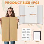 4 Pcs Trifold Display Board 36"x 48" Large White Presentation Board with Board Headers 4 Science Subtitles 32 Black Edge Self Adhesive Paper Poster Board for School Projects and Business Presentations
