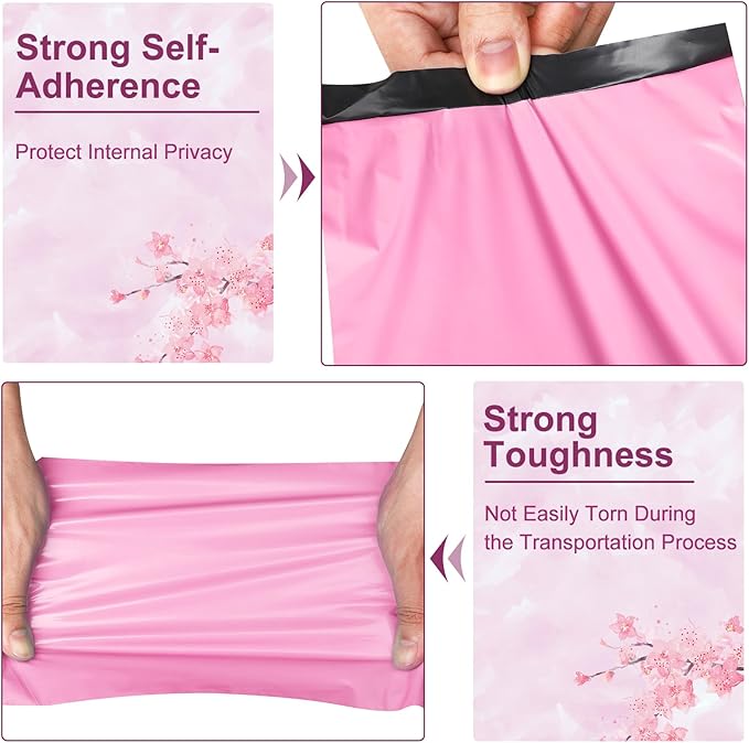 Poly Mailers 10x13 Inch 200 Pcs, Pink Shipping Bags, Mailing Envelopes with Self Seal Adhesive Strip, Waterproof and Tear-Proof Poly Bags for Non-Fragile Items