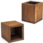 MyGift Set of 2 Natural Grain Wood Desktop Pen Holder Pencil Holder Cup, Office Dorm Home Desk Supplies Organizer