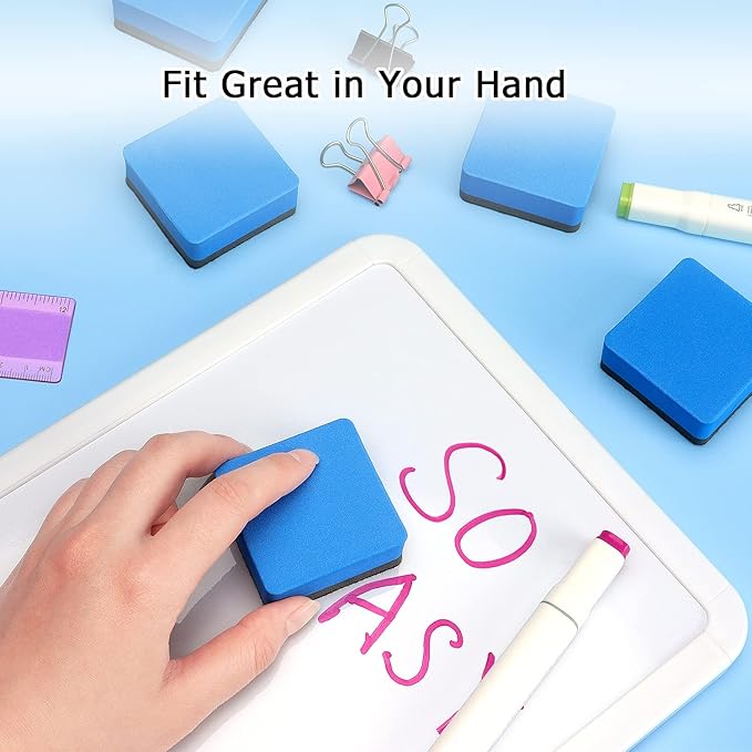 Tamaki 12 Pack Magnetic Whiteboard Eraser, Dry Eraser Board Erasers, Dry Erasers for White Board, Whiteboard Erasers for Kids Classroom, Blue