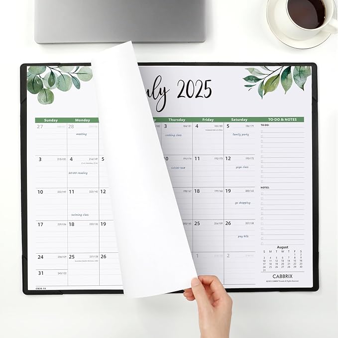 Large Desk Calendar 2025-2026 with Desktop Mat, Cabbrix Desk Pad Calendar 22 x 17 Inch Covering July 2025 to June 2026, Desk Blotter Calendar 2025 for Home School and Office