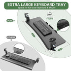 Extra Large Keyboard Tray Under Desk - Slide Out with Sturdy C-Clip Mount System, 31.5" (35.8" Including Clamps) x 11.8" Put-Out Keyboard Tray Computer Drawer for Ergonomic Typing, Black
