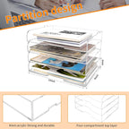 4 Pack- Stackable Paper Letter Tray,Clear Acrylic Magazine Holder and File Organizer - Sleek Desk Organizer for Home Office, Bookshelf, or Workspace - Space-Saving Transparent Document Holder